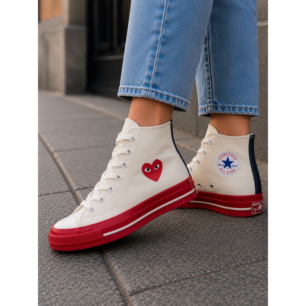 Converse x CDG PLAY Chuck 70 High Top White Red Womens US 8.5